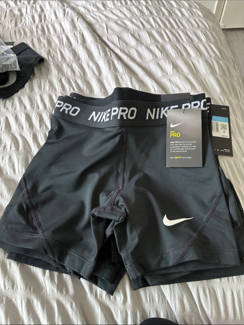 Nike Black Women's Pro Compression Bike Shorts with White Swoosh